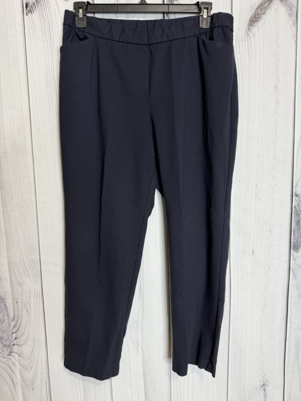 J. Jill Ponte Slim Fit Pants Sz L (34x27) Navy Blue Pull On Elastic Waist